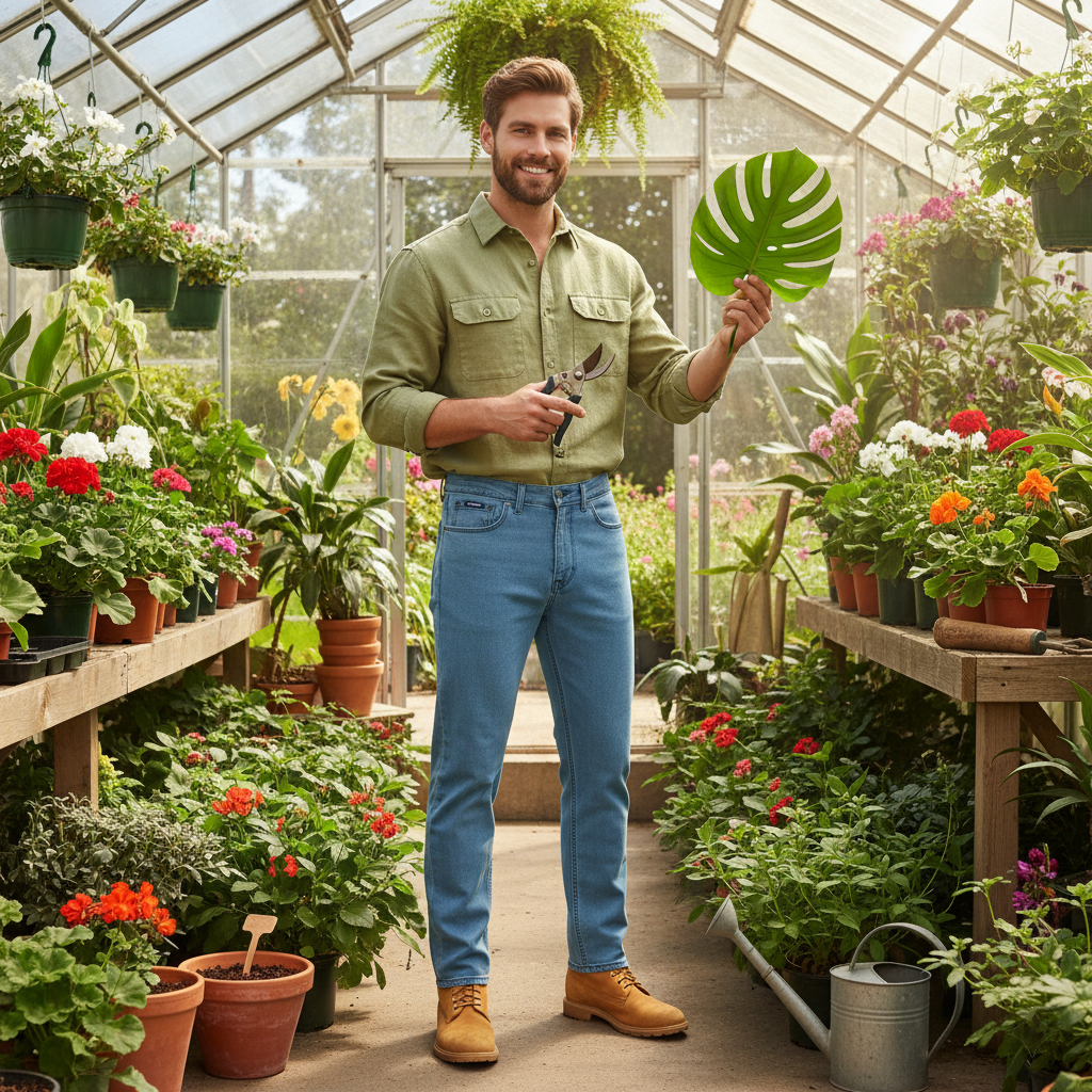 شلوار جین راسته مردانه رانگلر  رنگ آبی روشن  با نخ دوخت همرنگ مدل JR-ARH