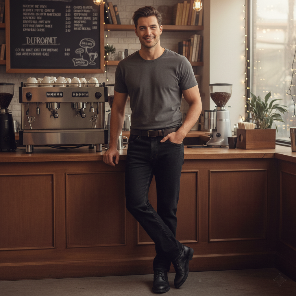 شلوار جین راسته مردانه رانگلر رنگ مشکی با نخ دوخت همرنگ مدل JR-MH