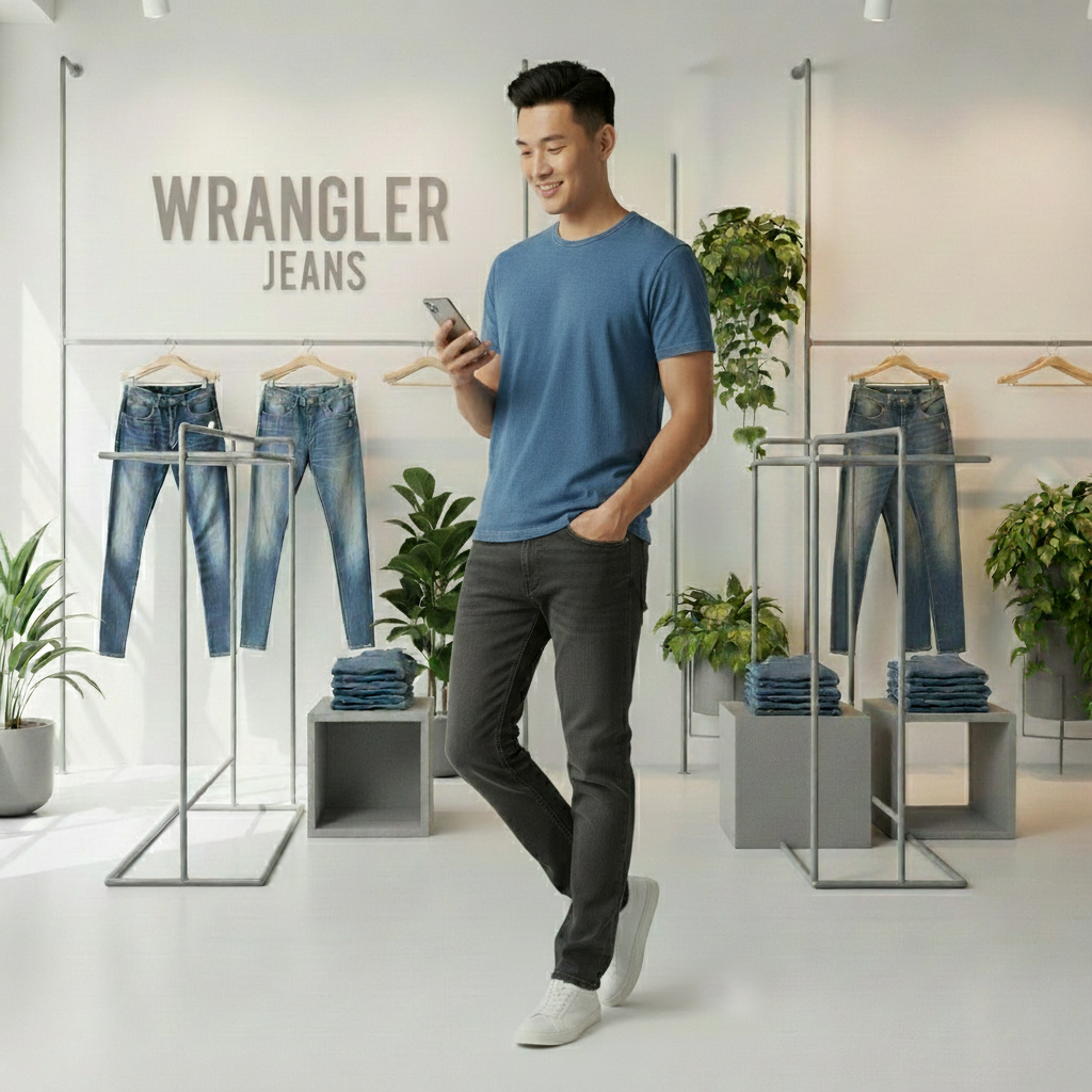 شلوار جین راسته مردانه نخ پنبه رانگلر رنگ طوسی تیره نخ دوخت همرنگ مدل JRP-TTH